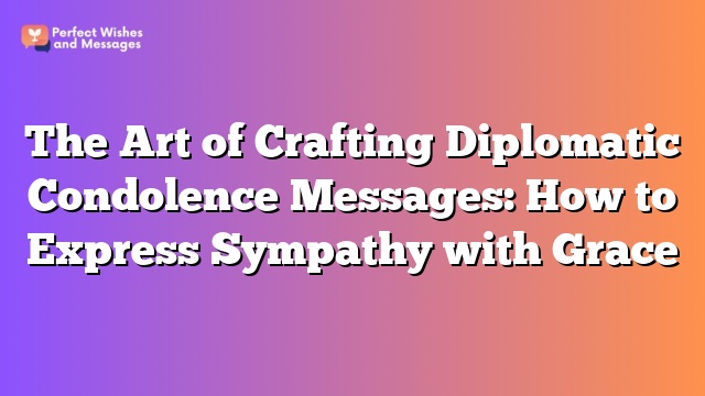 The Art of Crafting Diplomatic Condolence Messages: How to Express Sympathy with Grace